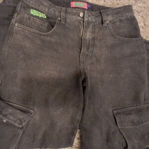 Y2K Skater Grunge Black Denim Jeans – Embroidered Pocket – Zumiez Streetwear